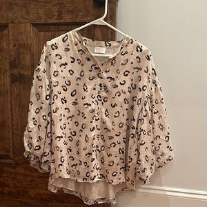 Fate Leopard Print Blouse in Cream and Black